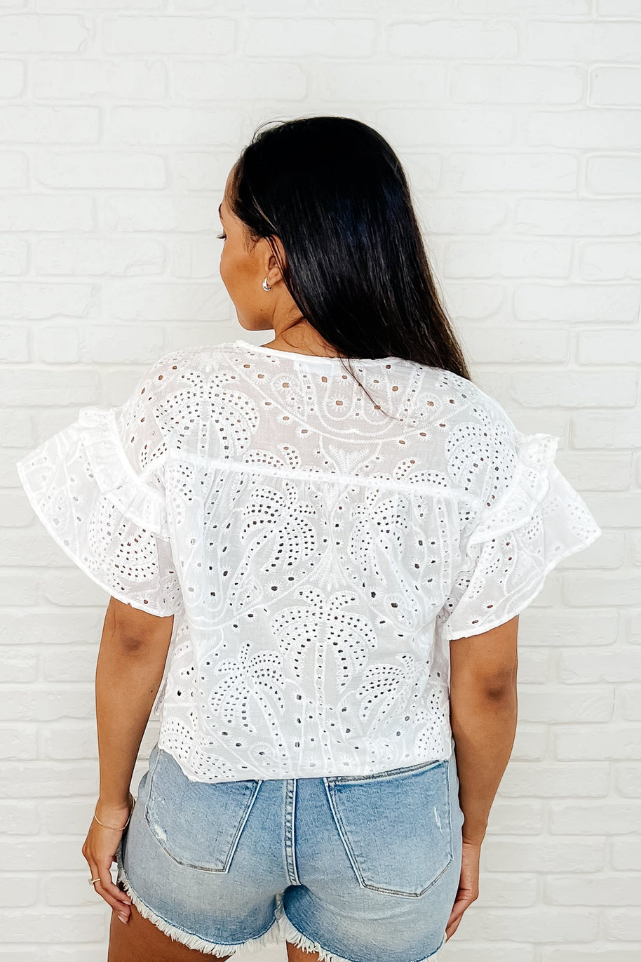Classy As Heck Eyelet Front Tie Top in Off White-Womens-Ave Shops-[option4]-[option5]-[option6]-[option7]-[option8]-Shop-Boutique-Clothing-for-Women-Online