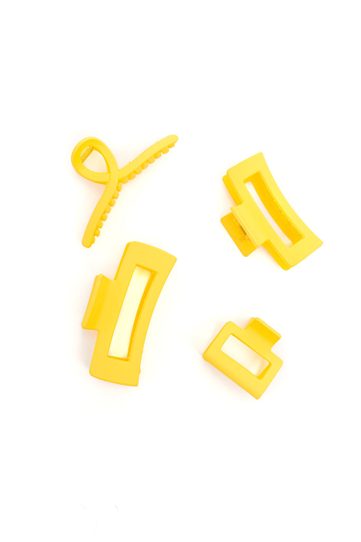 Claw Clip Set of 4 in Lemon-Accessories-Ave Shops-OS-[option4]-[option5]-[option6]-[option7]-[option8]-Shop-Boutique-Clothing-for-Women-Online