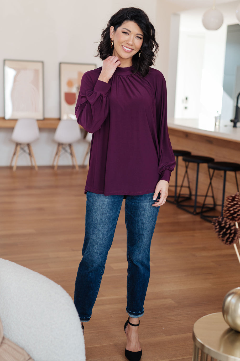 Closing Time Mock Neck Blouse-Tops-Ave Shops-[option4]-[option5]-[option6]-[option7]-[option8]-Shop-Boutique-Clothing-for-Women-Online