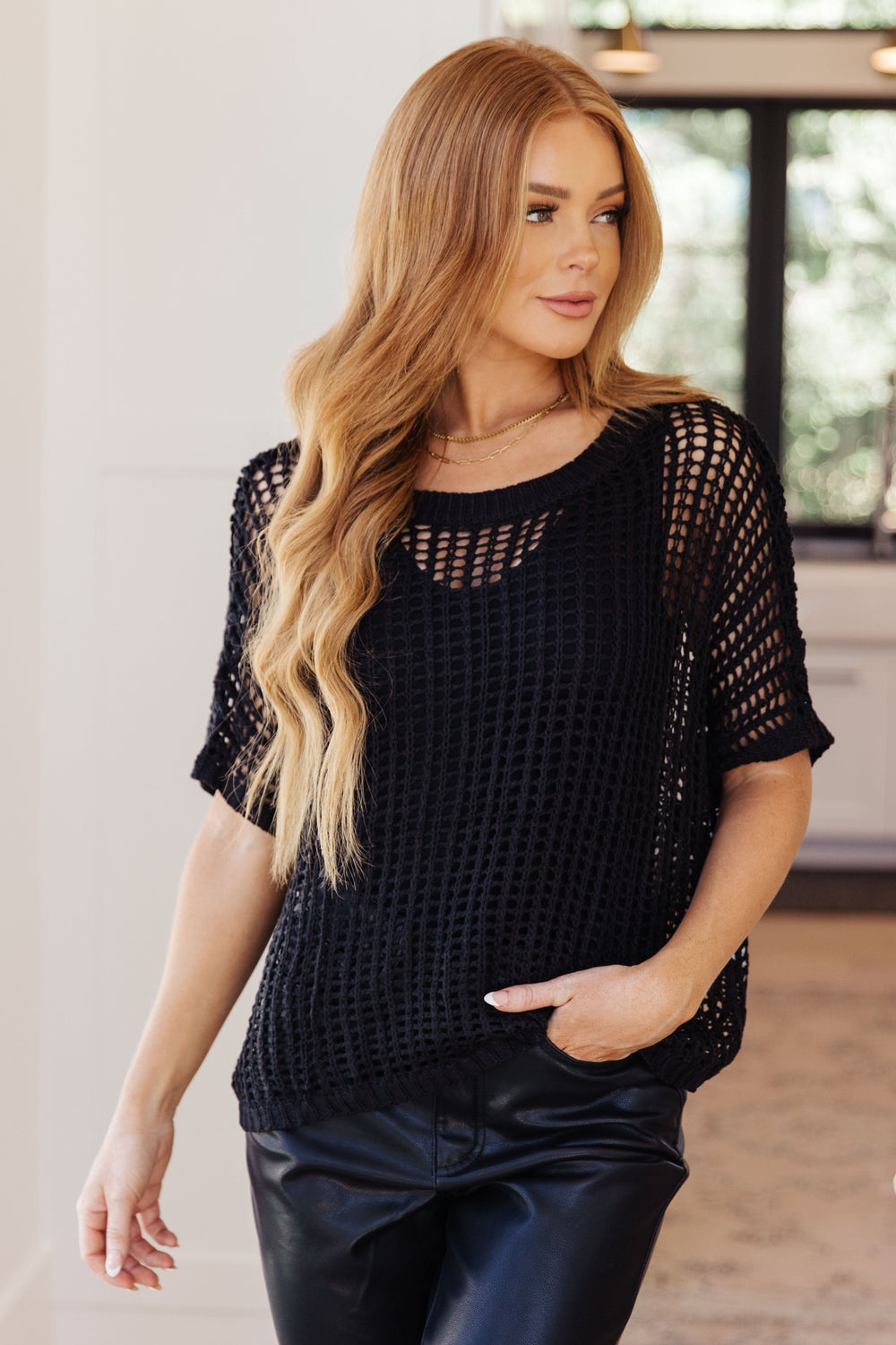 Coastal Dreams Fishnet Top in Black-Tops-Ave Shops-[option4]-[option5]-[option6]-[option7]-[option8]-Shop-Boutique-Clothing-for-Women-Online