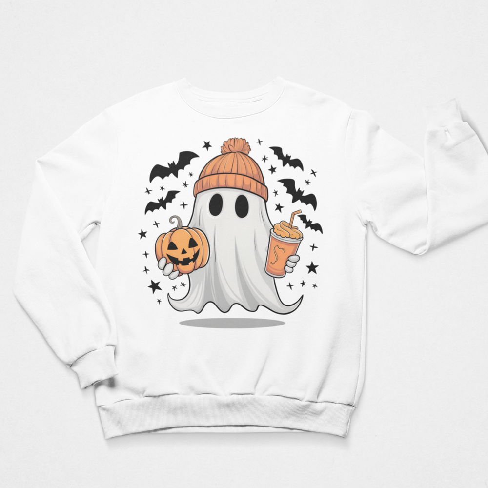 Retro Coffee Ghost Graphic Sweatshirt-Graphic Sweatshirt-Tea Shirt Shoppe-S-White-[option4]-[option5]-[option6]-[option7]-[option8]-Shop-Boutique-Clothing-for-Women-Online