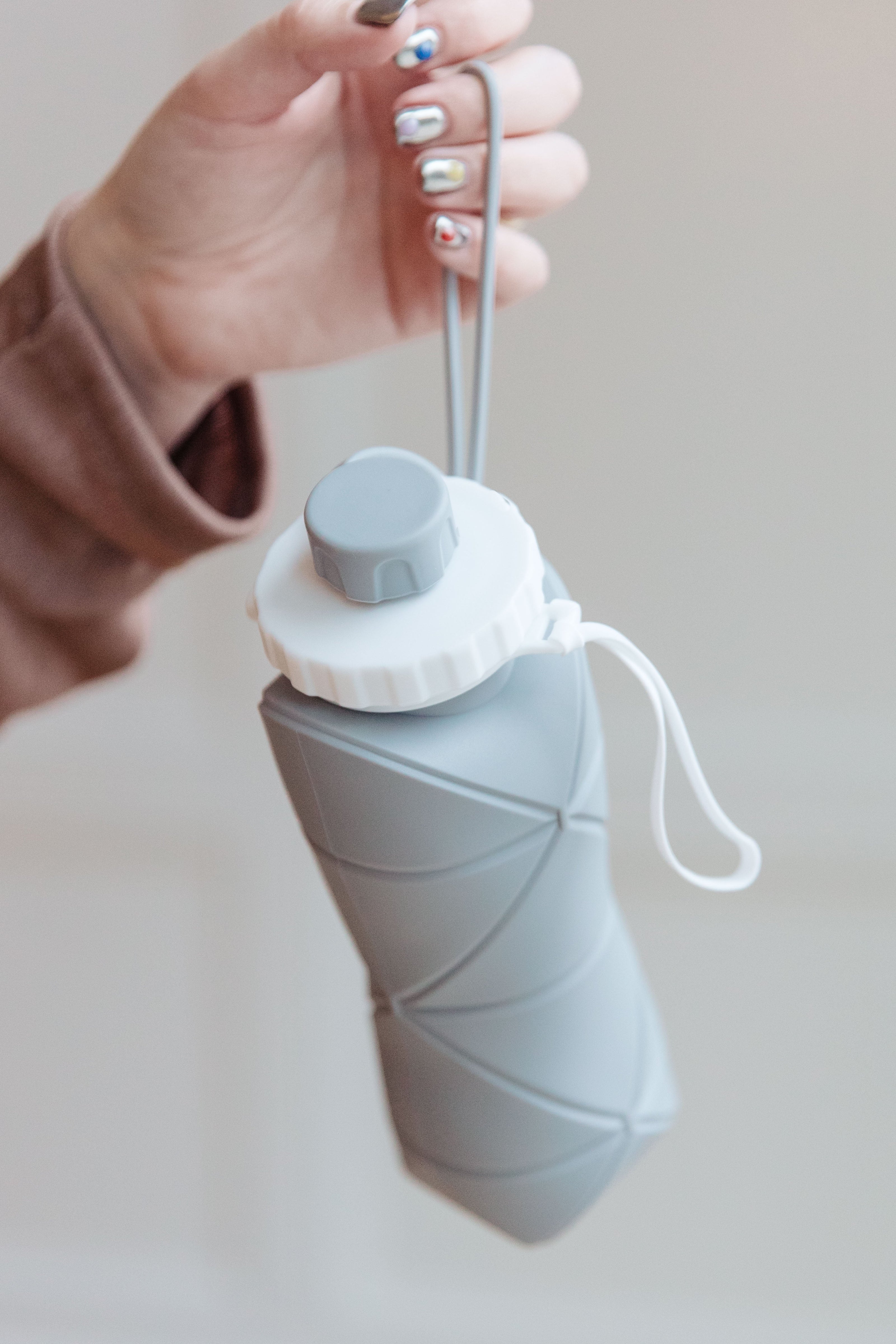Collapsing Silicone Water Bottle in Diamond Gray-Accessories-Ave Shops-[option4]-[option5]-[option6]-[option7]-[option8]-Shop-Boutique-Clothing-for-Women-Online