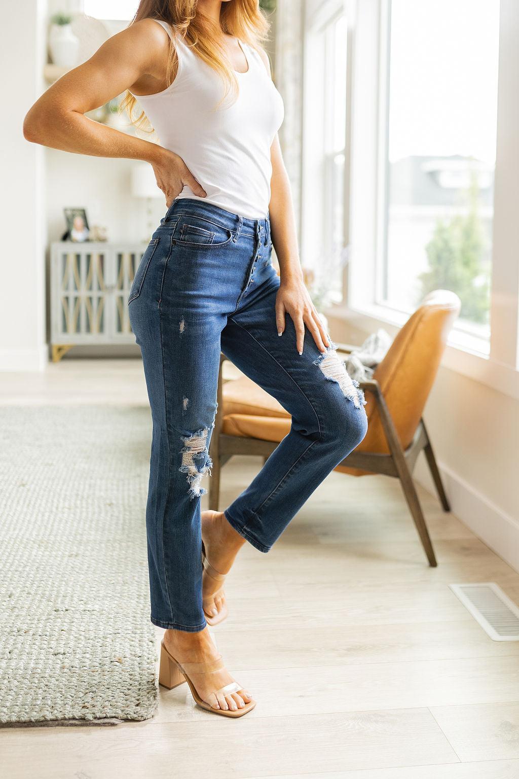 Judy Blue Colt High Rise Button Fly Distressed Boyfriend Jeans-Denim-Ave Shops-[option4]-[option5]-[option6]-[option7]-[option8]-Shop-Boutique-Clothing-for-Women-Online