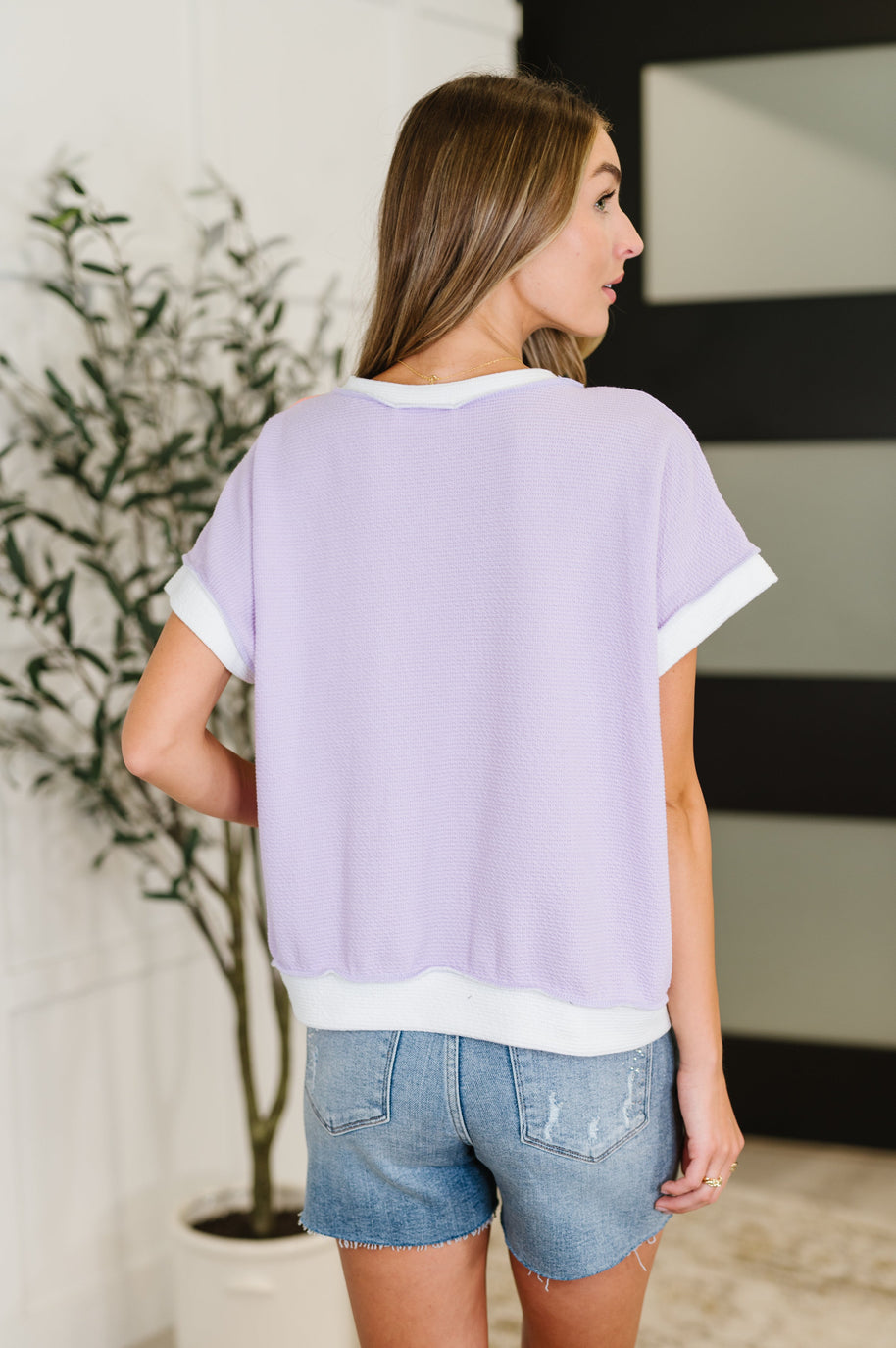 Contrast Club Color Block Top in Lilac, Orange and Denim-Womens-Ave Shops-[option4]-[option5]-[option6]-[option7]-[option8]-Shop-Boutique-Clothing-for-Women-Online
