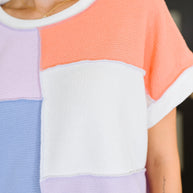 Contrast Club Color Block Top in Lilac, Orange and Denim-Womens-Ave Shops-[option4]-[option5]-[option6]-[option7]-[option8]-Shop-Boutique-Clothing-for-Women-Online