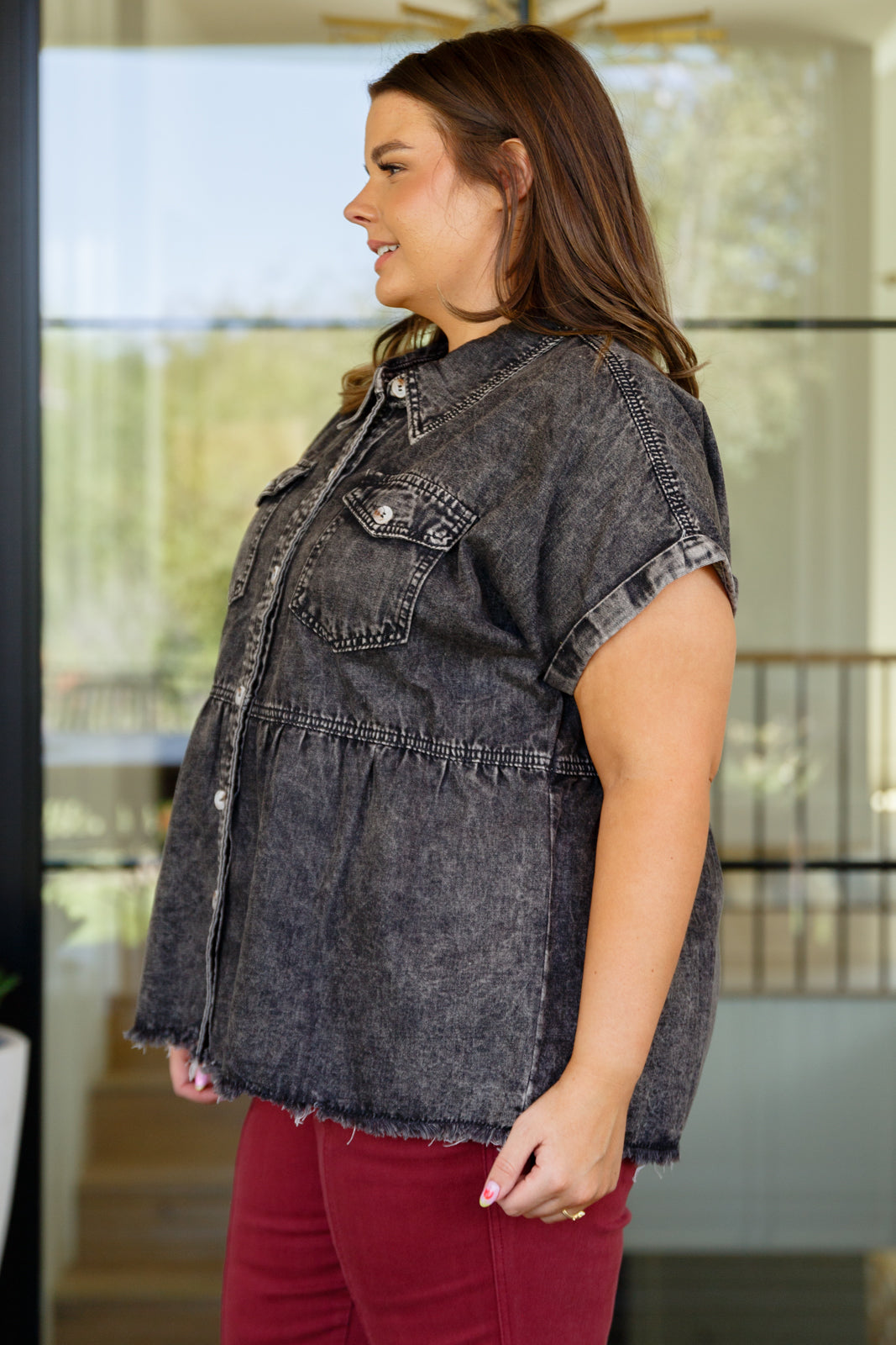 Cool and Carefree Denim Button Down-Denim-Ave Shops-[option4]-[option5]-[option6]-[option7]-[option8]-Shop-Boutique-Clothing-for-Women-Online