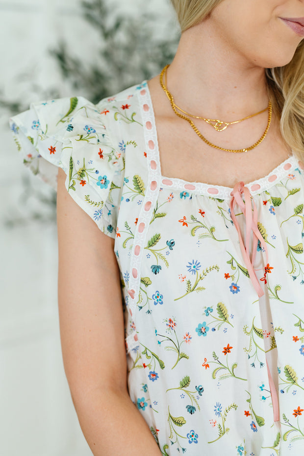 Cottagecore Cutie Ribbon Square Neck Blouse in White-Womens-Ave Shops-[option4]-[option5]-[option6]-[option7]-[option8]-Shop-Boutique-Clothing-for-Women-Online