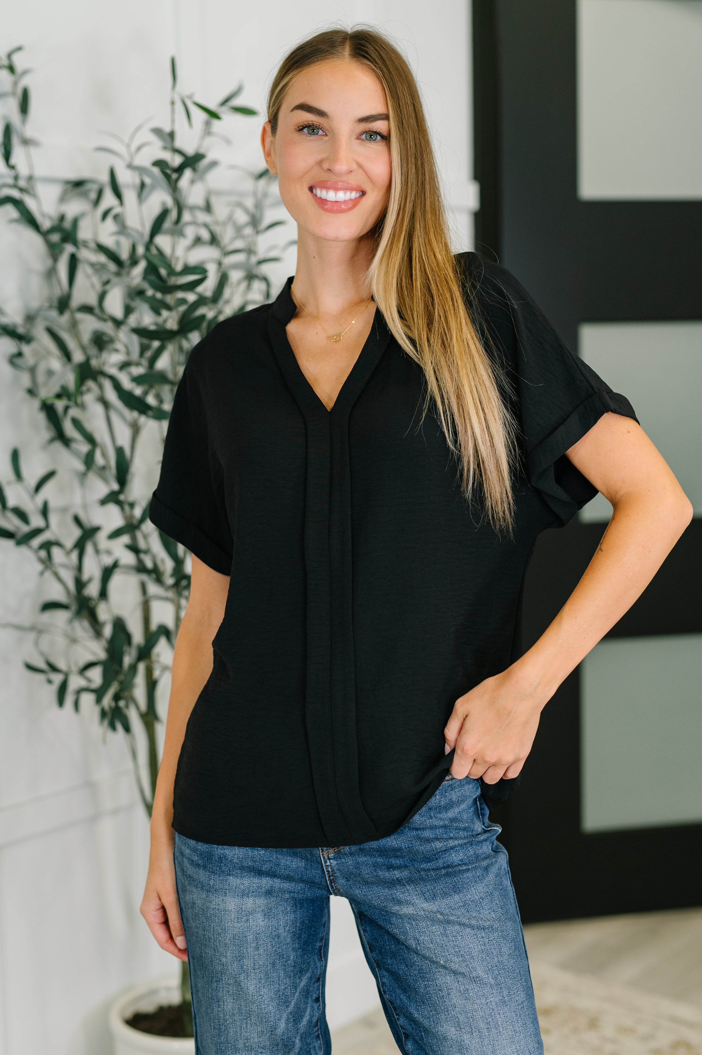 PREORDER: Crinkle Wove V-Neck Blouse in Four Colors-Womens-Ave Shops-[option4]-[option5]-[option6]-[option7]-[option8]-Shop-Boutique-Clothing-for-Women-Online