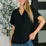 PREORDER: Crinkle Wove V-Neck Blouse in Four Colors-Womens-Ave Shops-[option4]-[option5]-[option6]-[option7]-[option8]-Shop-Boutique-Clothing-for-Women-Online