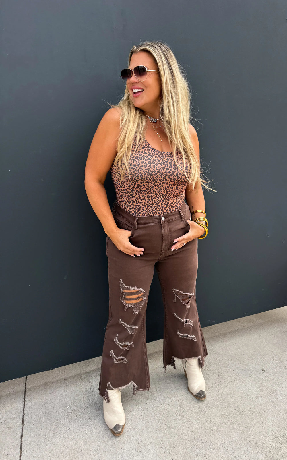 PREORDER: Blakeley Brown Urban Distressed Crop Jeans-Womens-Ave Shops-[option4]-[option5]-[option6]-[option7]-[option8]-Shop-Boutique-Clothing-for-Women-Online