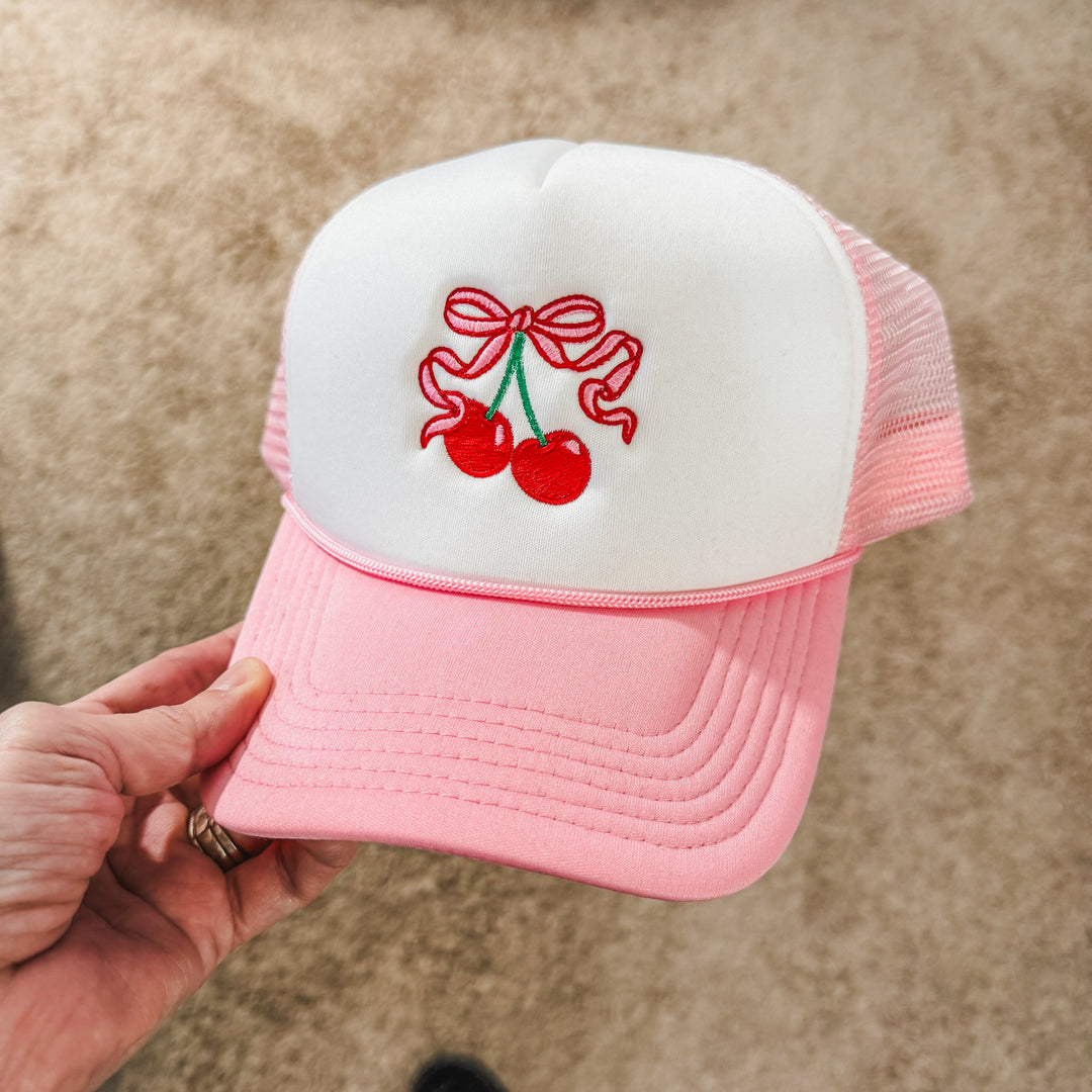 Cherry foam embroidered hat-JOCOink-[option4]-[option5]-[option6]-[option7]-[option8]-Shop-Boutique-Clothing-for-Women-Online