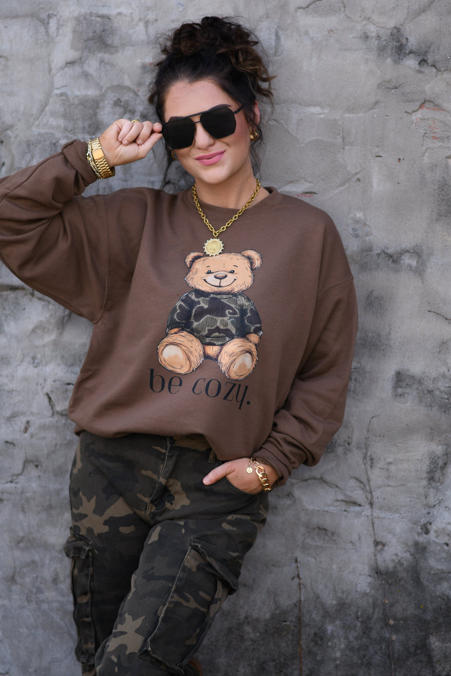Be Cozy Bear Sweatshirt-P&PD Wholesale-[option4]-[option5]-[option6]-[option7]-[option8]-Shop-Boutique-Clothing-for-Women-Online