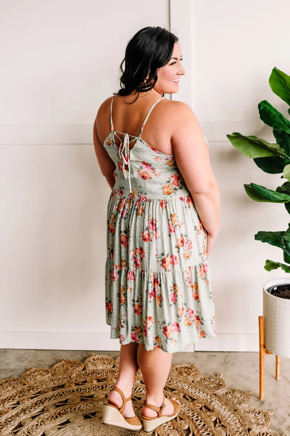 Midi Tiered Dress in Pretty Sage Floral-The Bee Chic Boutique-Large-[option4]-[option5]-[option6]-[option7]-[option8]-Shop-Boutique-Clothing-for-Women-Online