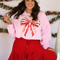 Candy Cane Bow Sweatshirt-P&PD Wholesale-[option4]-[option5]-[option6]-[option7]-[option8]-Shop-Boutique-Clothing-for-Women-Online