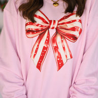 Candy Cane Bow Sweatshirt-P&PD Wholesale-[option4]-[option5]-[option6]-[option7]-[option8]-Shop-Boutique-Clothing-for-Women-Online