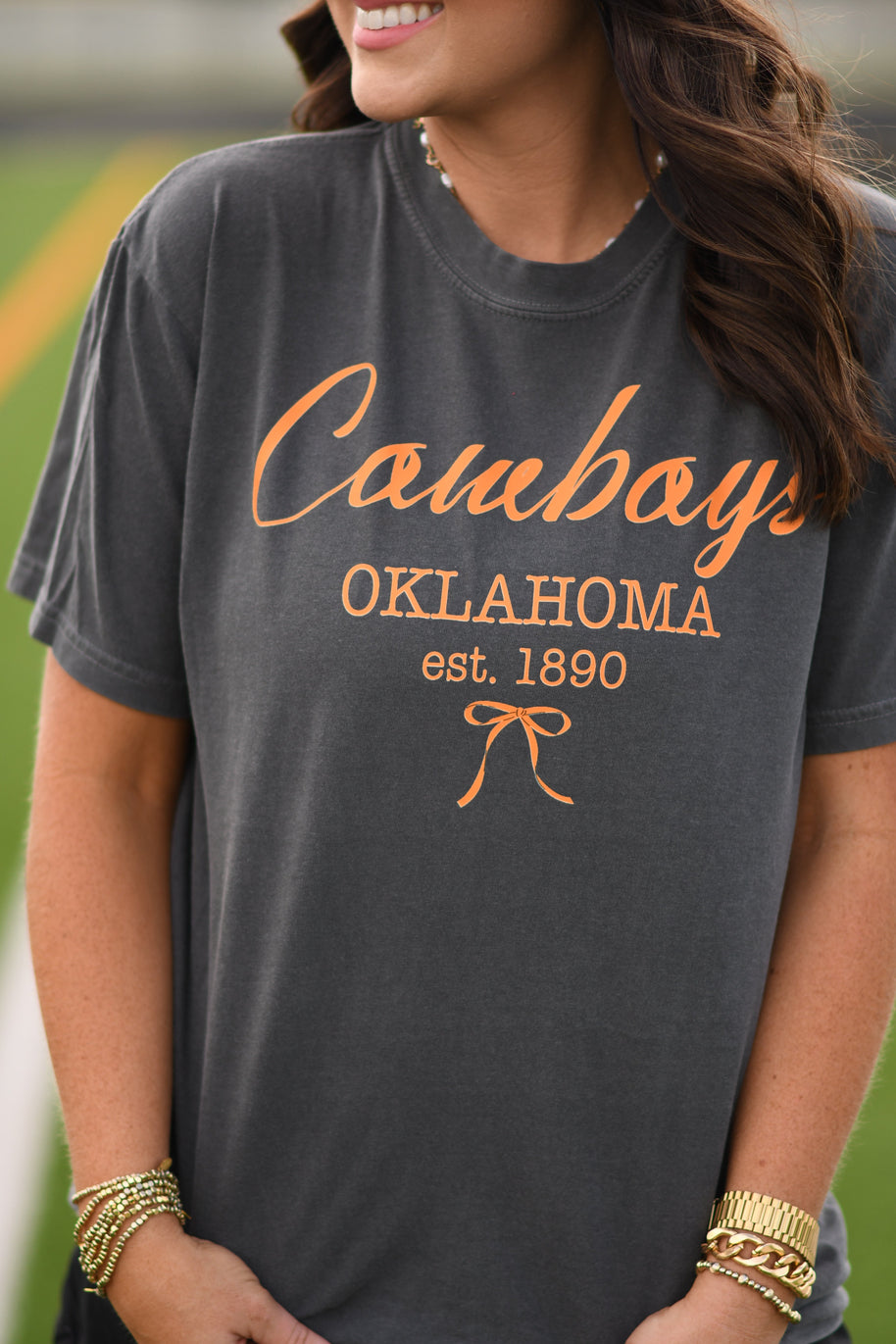Cowboys Oklahoma Bow Tee-P&PD Wholesale-[option4]-[option5]-[option6]-[option7]-[option8]-Shop-Boutique-Clothing-for-Women-Online