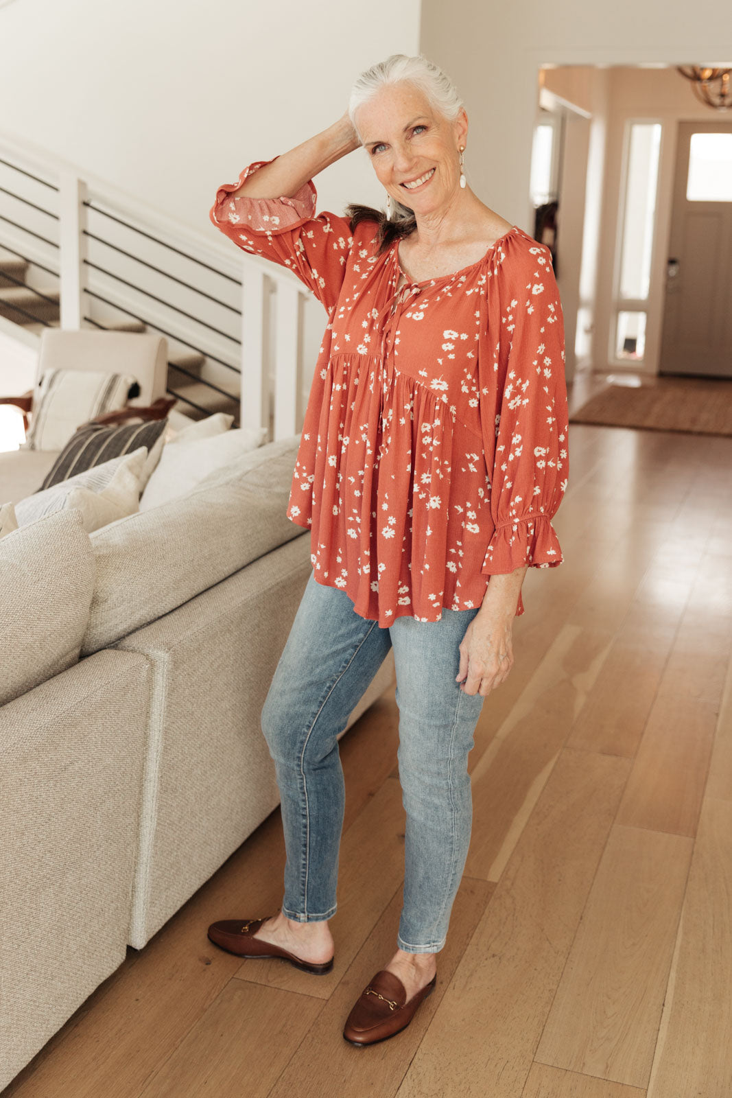 Daisy Flow Blouse In Rust-Womens-Ave Shops-[option4]-[option5]-[option6]-[option7]-[option8]-Shop-Boutique-Clothing-for-Women-Online