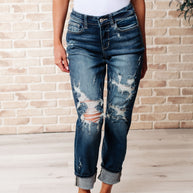 Judy Blue Danny Mid Rise Cuffed Destroy Boyfriend Jeans-Womens-Ave Shops-[option4]-[option5]-[option6]-[option7]-[option8]-Shop-Boutique-Clothing-for-Women-Online