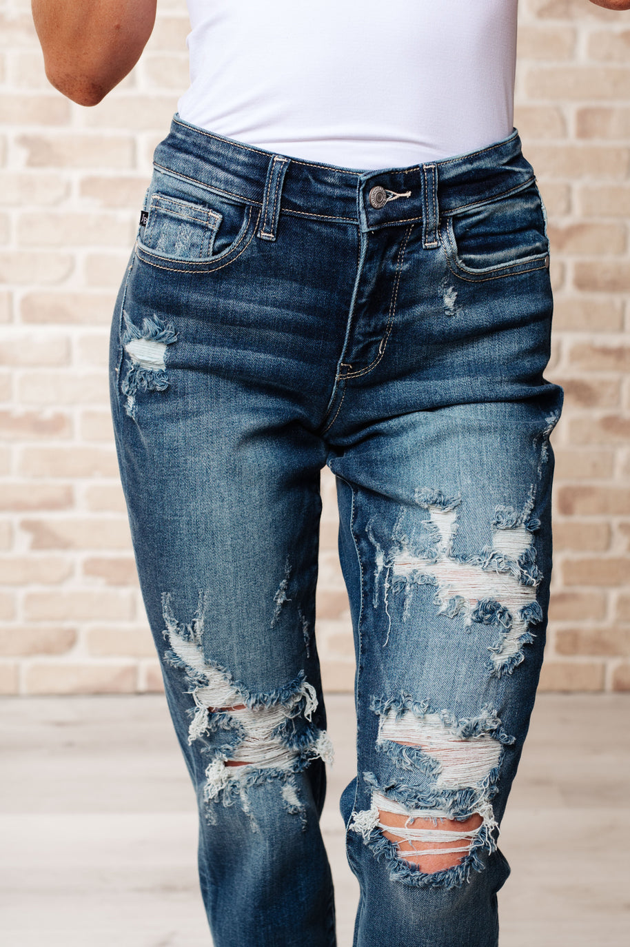 Judy Blue Danny Mid Rise Cuffed Destroy Boyfriend Jeans-Womens-Ave Shops-[option4]-[option5]-[option6]-[option7]-[option8]-Shop-Boutique-Clothing-for-Women-Online