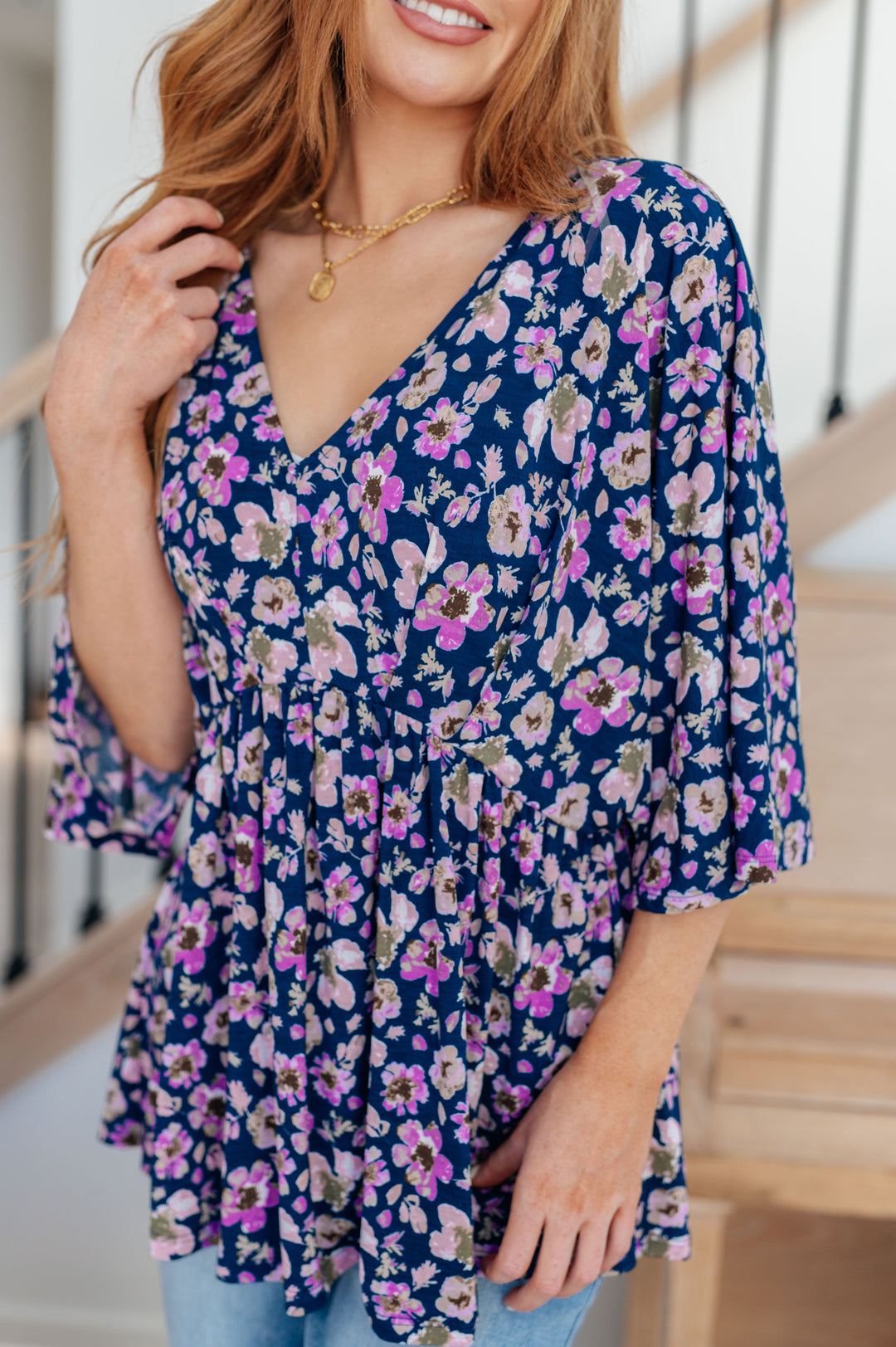 Dearest Dreamer Peplum Top in Navy Floral-Tops-Ave Shops-[option4]-[option5]-[option6]-[option7]-[option8]-Shop-Boutique-Clothing-for-Women-Online