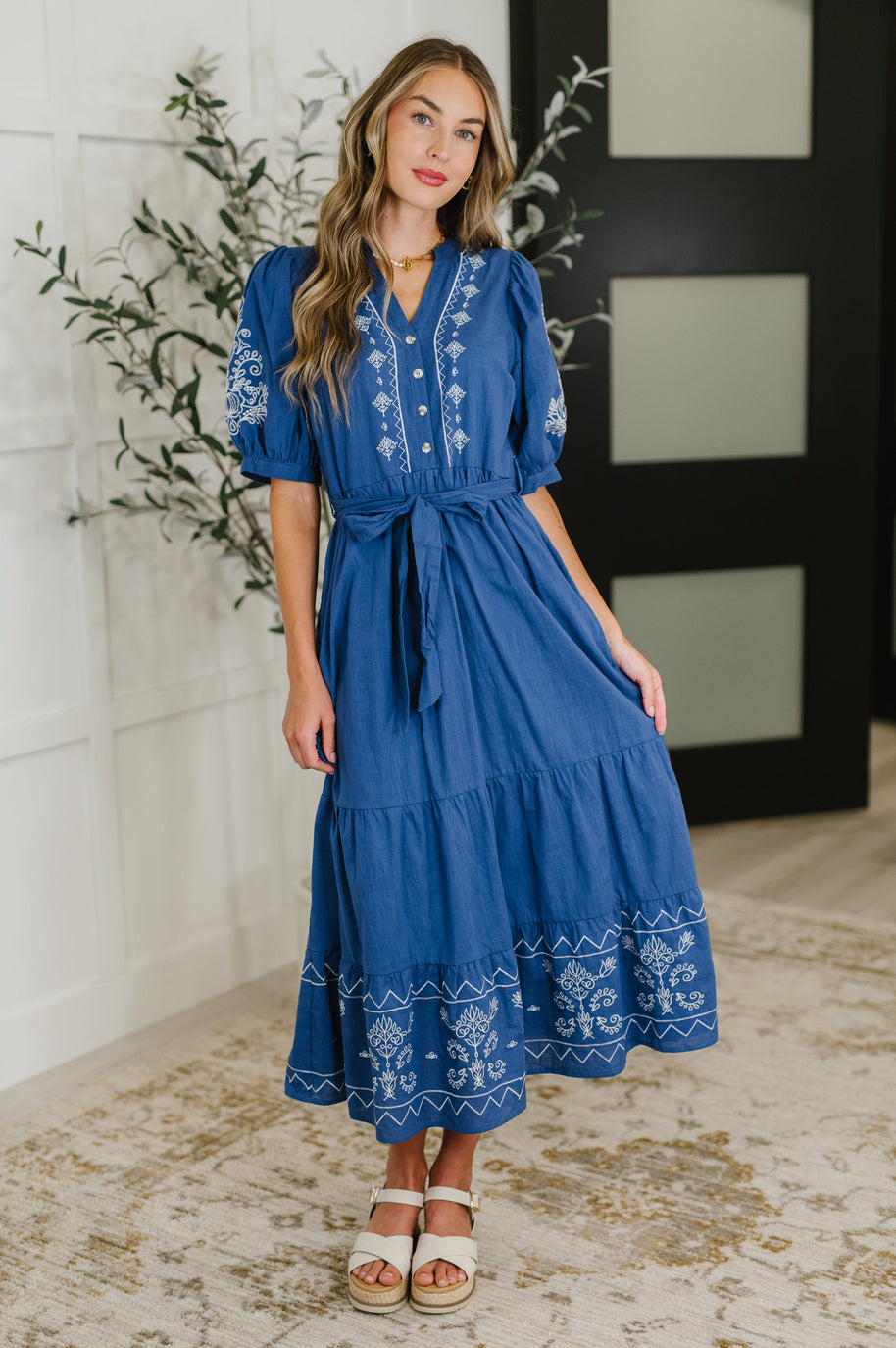 Delicate Devotion Puff Sleeve Dress in Blue-Womens-Ave Shops-[option4]-[option5]-[option6]-[option7]-[option8]-Shop-Boutique-Clothing-for-Women-Online