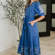 Delicate Devotion Puff Sleeve Dress in Blue-Womens-Ave Shops-[option4]-[option5]-[option6]-[option7]-[option8]-Shop-Boutique-Clothing-for-Women-Online
