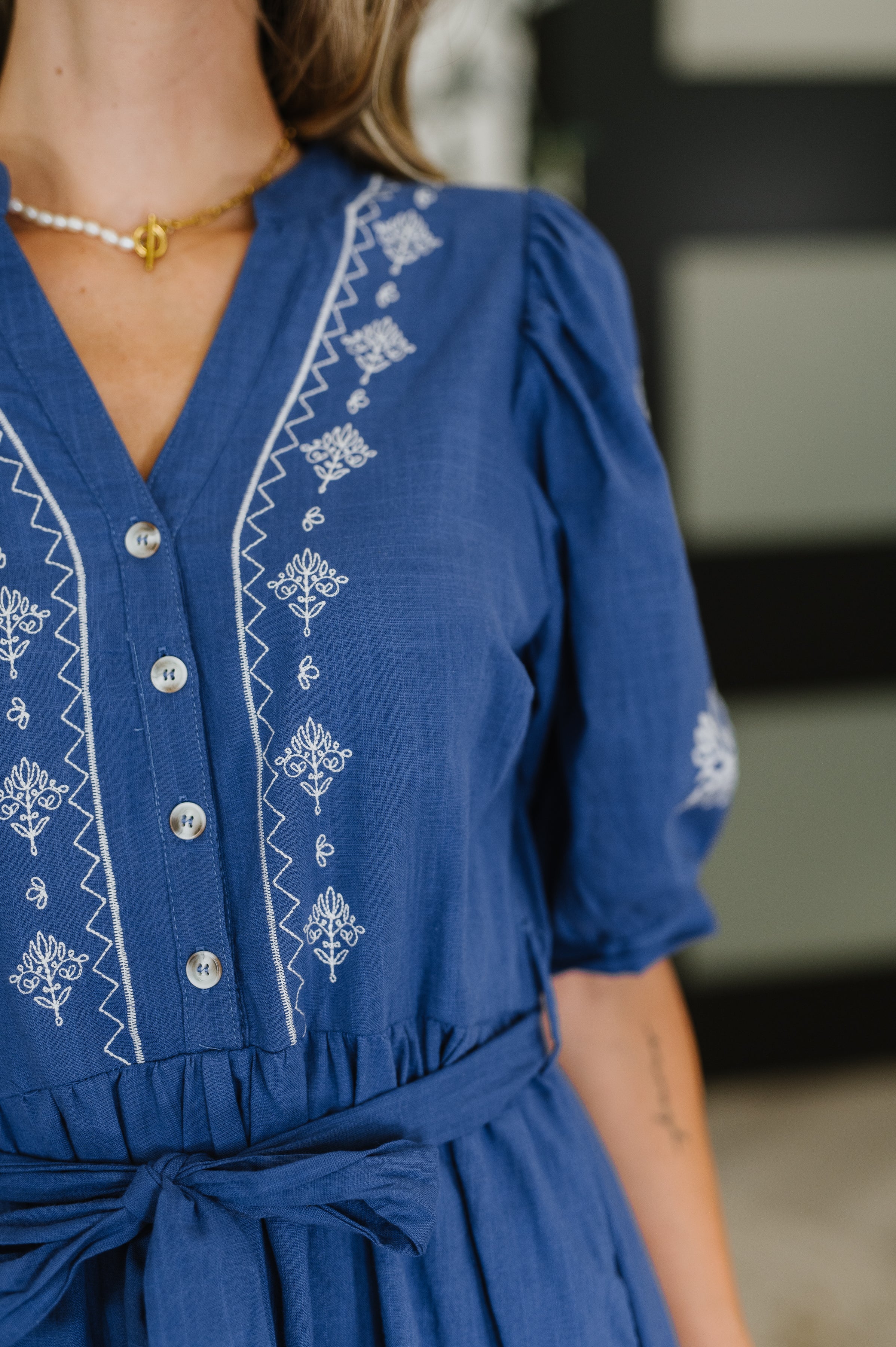 Delicate Devotion Puff Sleeve Dress in Blue-Womens-Ave Shops-[option4]-[option5]-[option6]-[option7]-[option8]-Shop-Boutique-Clothing-for-Women-Online