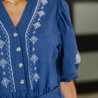 Delicate Devotion Puff Sleeve Dress in Blue-Womens-Ave Shops-[option4]-[option5]-[option6]-[option7]-[option8]-Shop-Boutique-Clothing-for-Women-Online