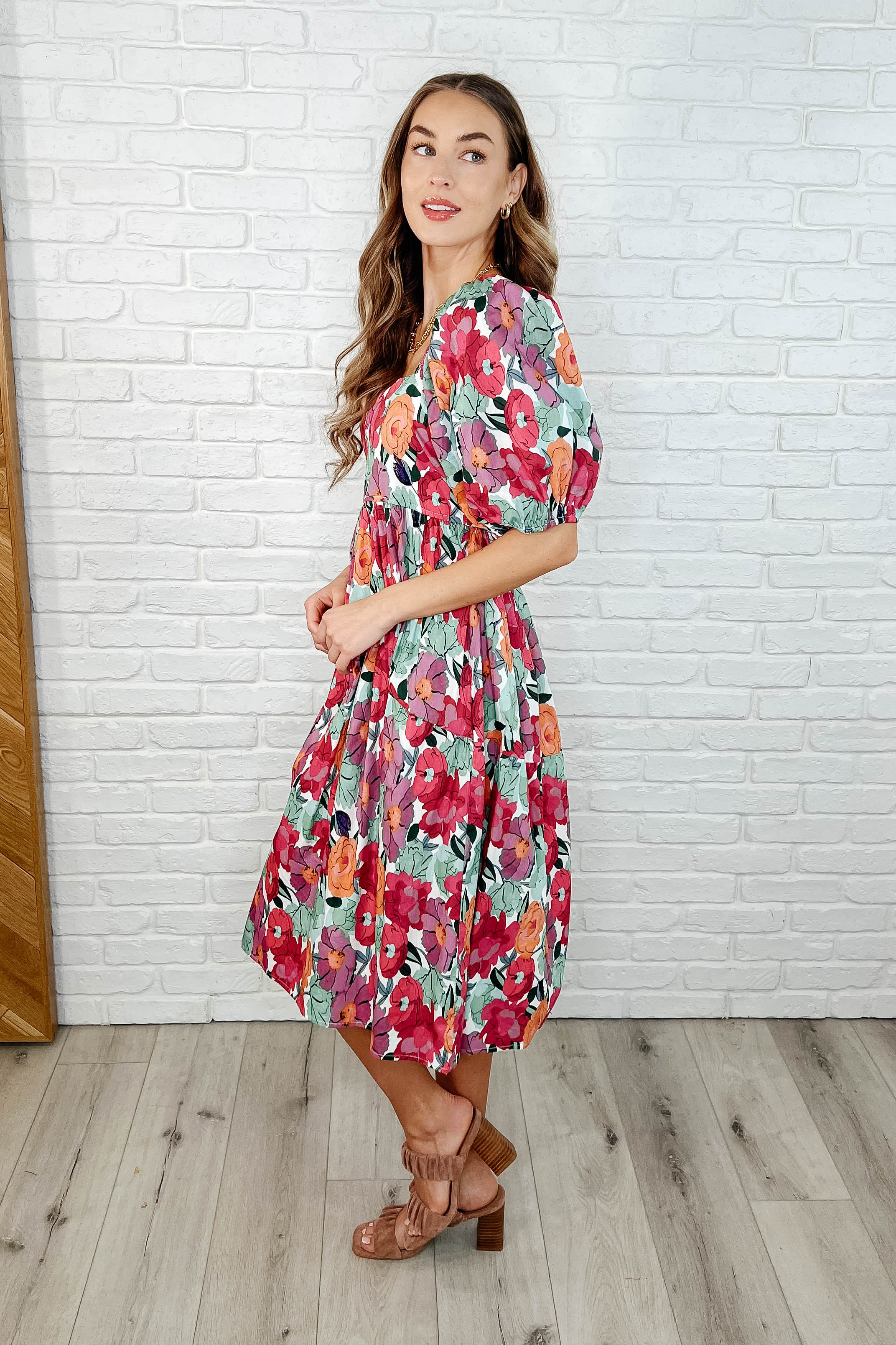 Dewdrop Blooms Puff Sleeve Floral Dress-Womens-Ave Shops-[option4]-[option5]-[option6]-[option7]-[option8]-Shop-Boutique-Clothing-for-Women-Online