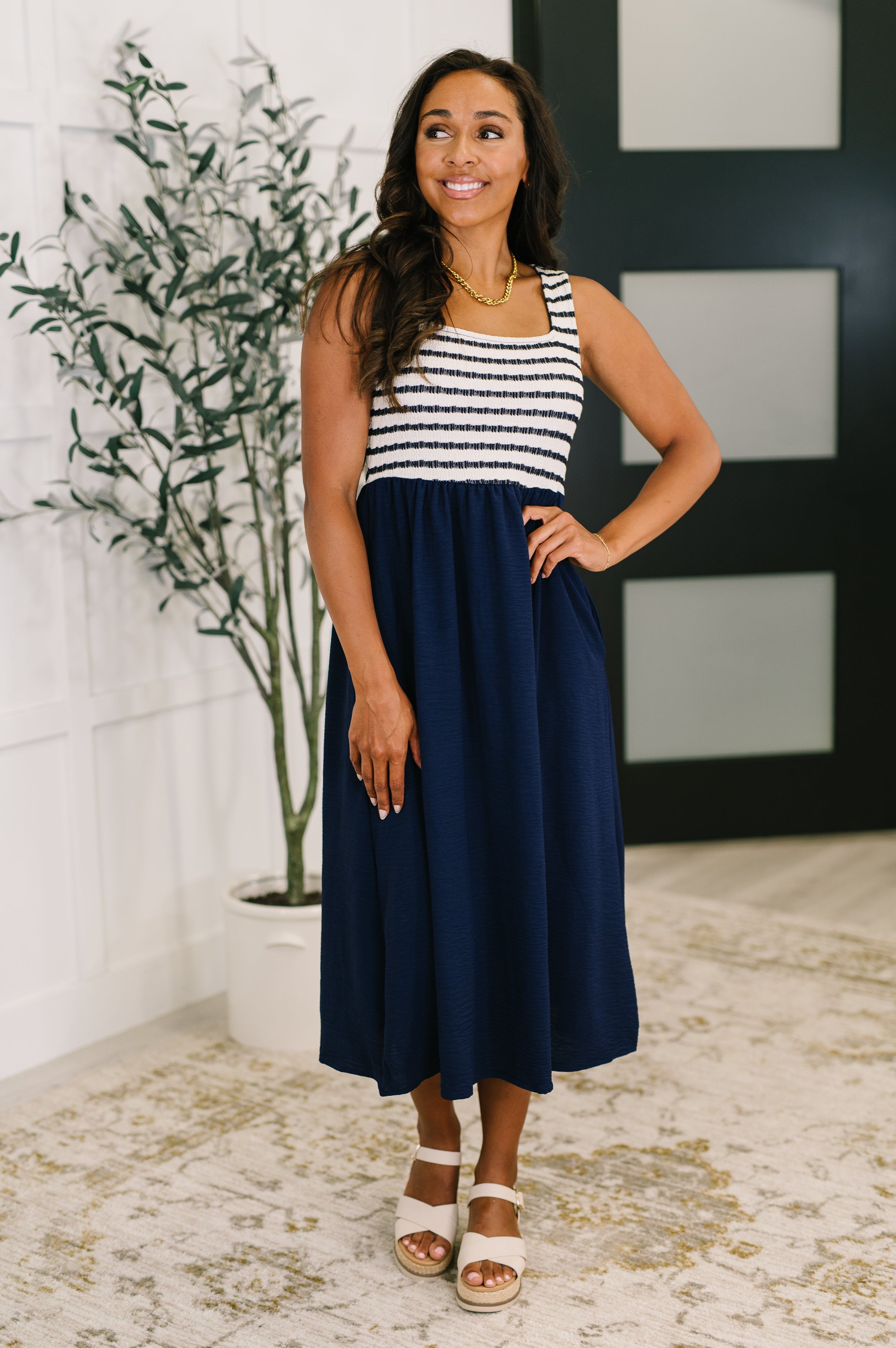 Dockside Darling Midi Dress in Navy-Womens-Ave Shops-[option4]-[option5]-[option6]-[option7]-[option8]-Shop-Boutique-Clothing-for-Women-Online