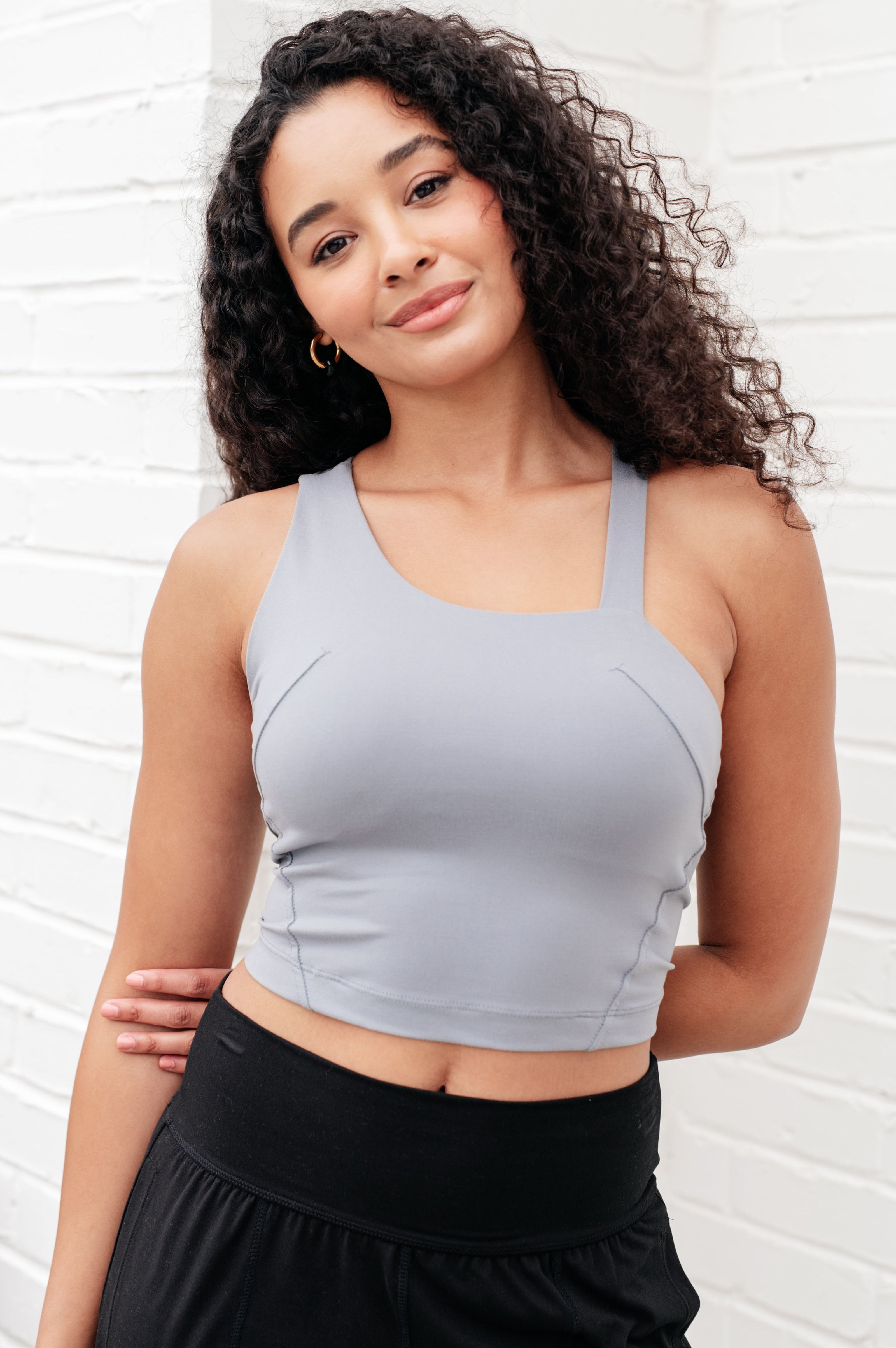 Rae Mode Doing it For Me Asymmetrical Tank in Rhino Grey-Athleisure-Ave Shops-[option4]-[option5]-[option6]-[option7]-[option8]-Shop-Boutique-Clothing-for-Women-Online