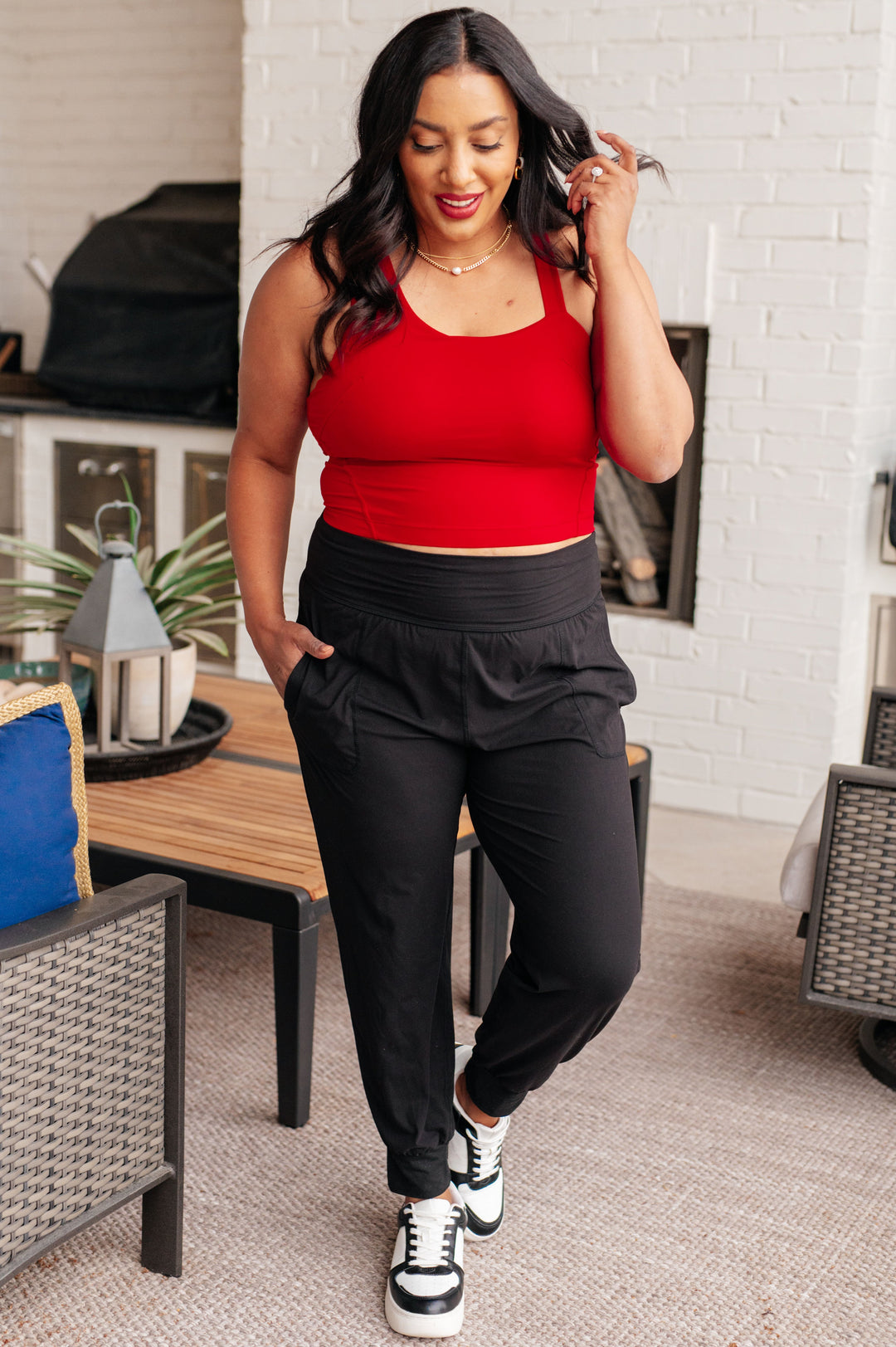 Rae Mode Doing it For Me Asymmetrical Tank in True Red-Athleisure-Ave Shops-[option4]-[option5]-[option6]-[option7]-[option8]-Shop-Boutique-Clothing-for-Women-Online