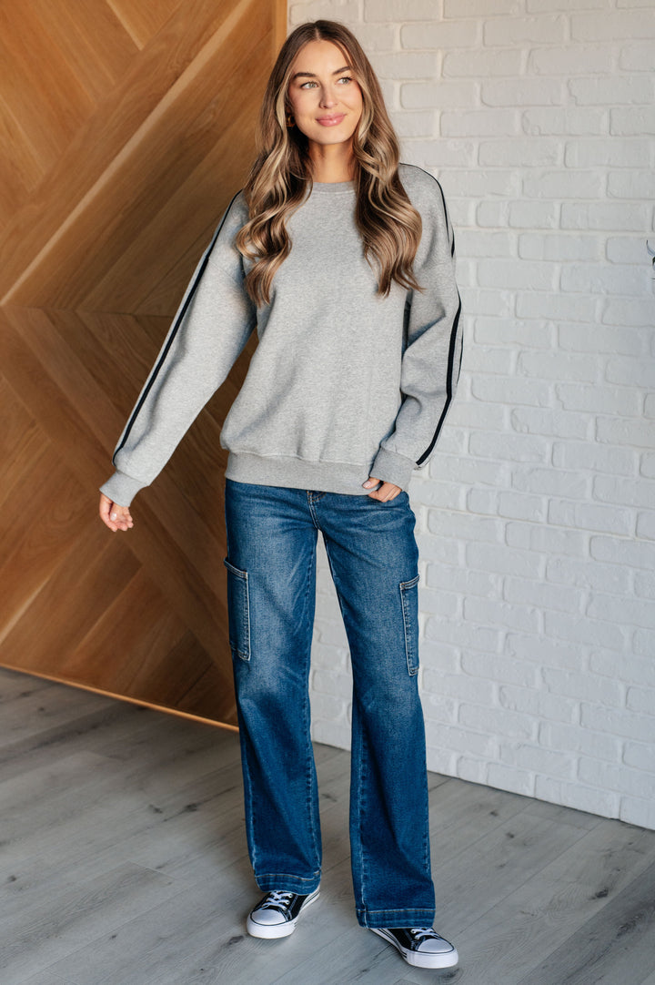 Don't Get Stuck Stripe Detail Sweatshirt-Athleisure-Ave Shops-[option4]-[option5]-[option6]-[option7]-[option8]-Shop-Boutique-Clothing-for-Women-Online