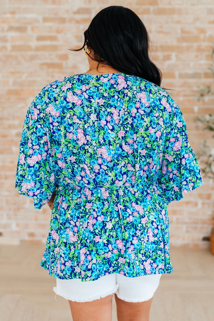 Dreamer Peplum Top in Navy and Mint Floral-Tops-Ave Shops-[option4]-[option5]-[option6]-[option7]-[option8]-Shop-Boutique-Clothing-for-Women-Online