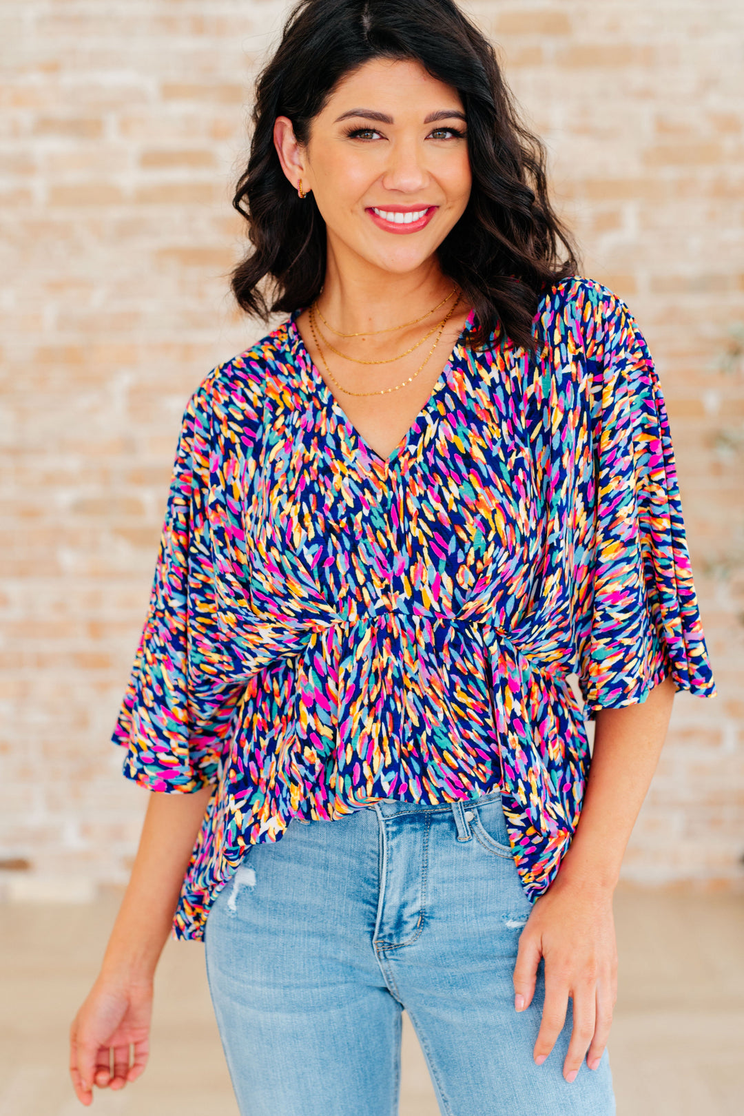 Dreamer Peplum Top in Painted Royal Multi-Tops-Ave Shops-[option4]-[option5]-[option6]-[option7]-[option8]-Shop-Boutique-Clothing-for-Women-Online