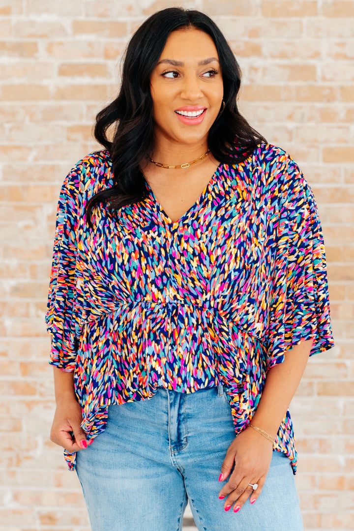 Dreamer Peplum Top in Painted Royal Multi-Tops-Ave Shops-[option4]-[option5]-[option6]-[option7]-[option8]-Shop-Boutique-Clothing-for-Women-Online