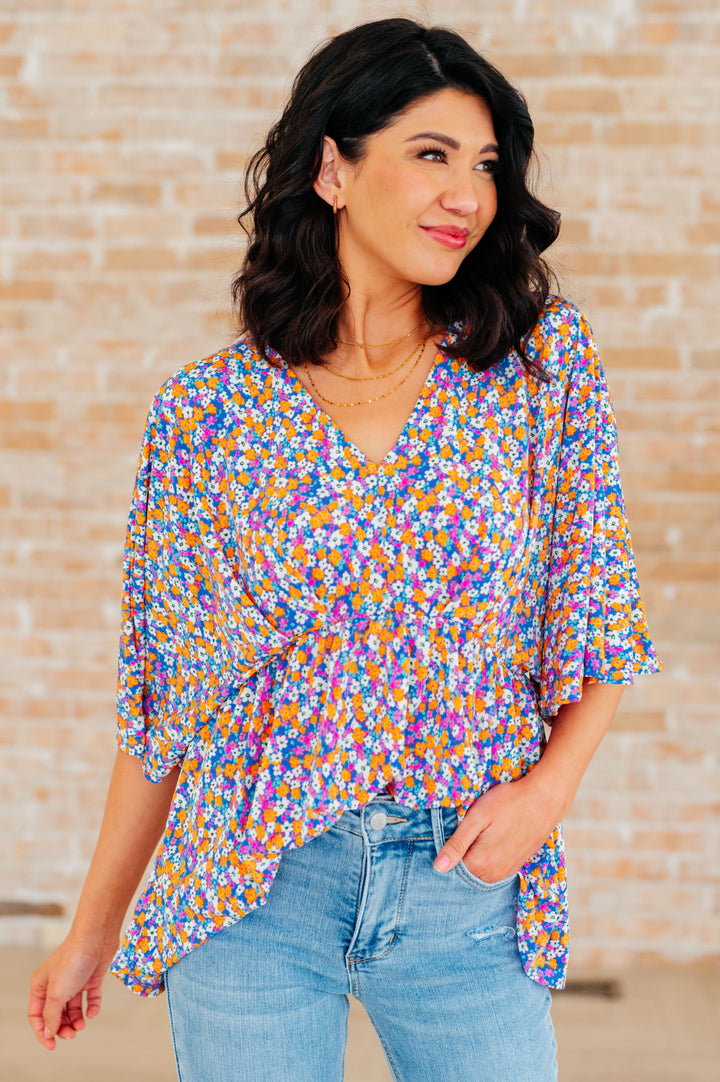 Dreamer Peplum Top in Purple Retro Ditsy Floral-Tops-Ave Shops-[option4]-[option5]-[option6]-[option7]-[option8]-Shop-Boutique-Clothing-for-Women-Online