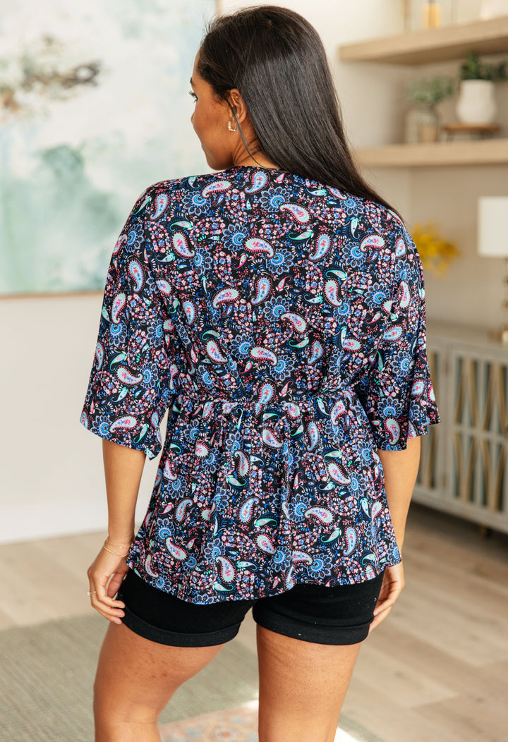 Dreamer Top in Black and Periwinkle Paisley-Tops-Ave Shops-[option4]-[option5]-[option6]-[option7]-[option8]-Shop-Boutique-Clothing-for-Women-Online