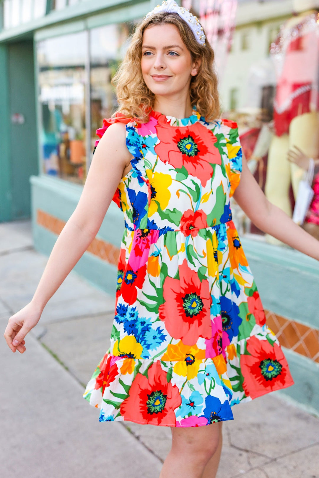 Sunny Days Multicolor Floral Print Tiered Ruffle Sleeve Dress-Beeson River-[option4]-[option5]-[option6]-[option7]-[option8]-Shop-Boutique-Clothing-for-Women-Online