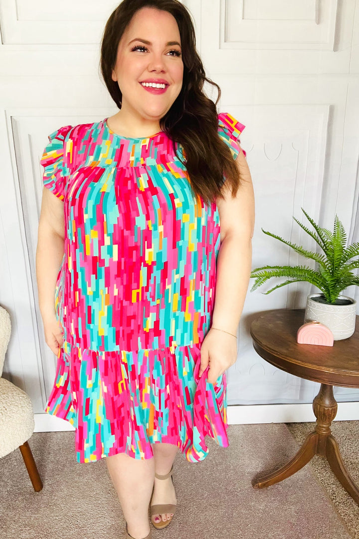 Feeling Bold Multicolor Abstract Print Tiered Ruffle Sleeve Dress-Haptics-[option4]-[option5]-[option6]-[option7]-[option8]-Shop-Boutique-Clothing-for-Women-Online