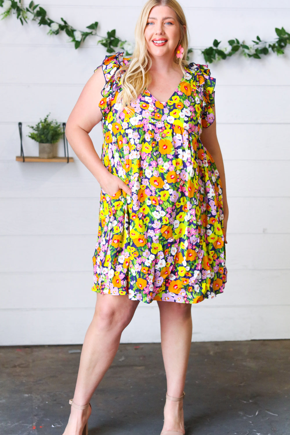 Indigo & Lemon Floral Babydoll Ruffle Dress-Haptics-[option4]-[option5]-[option6]-[option7]-[option8]-Shop-Boutique-Clothing-for-Women-Online