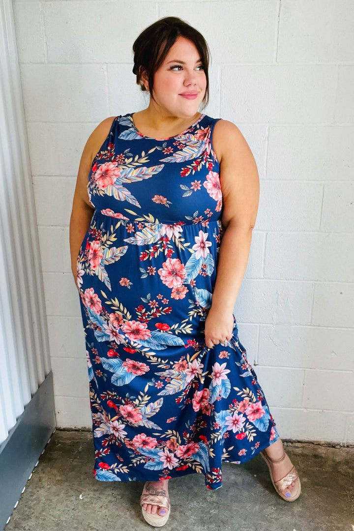 Navy Floral Fit and Flare Sleeveless Maxi Dress-Haptics-[option4]-[option5]-[option6]-[option7]-[option8]-Shop-Boutique-Clothing-for-Women-Online