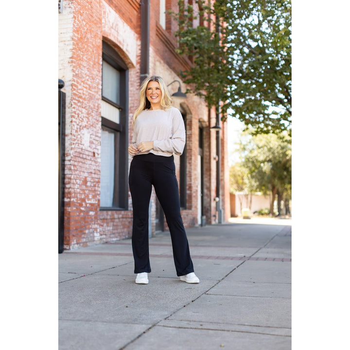 The Vanessa - 27" Black Bootcut Leggings-JuliaRoseWholesale-[option4]-[option5]-[option6]-[option7]-[option8]-Shop-Boutique-Clothing-for-Women-Online