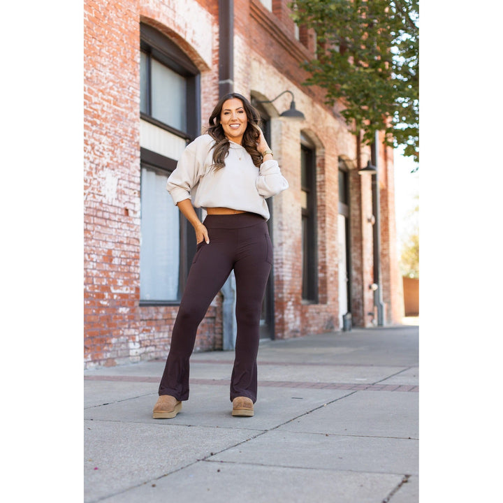 The Brandy - Brown Flare Leggings WITH POCKETS - Luxe Leggings by Julia Rose®-JuliaRoseWholesale-[option4]-[option5]-[option6]-[option7]-[option8]-Shop-Boutique-Clothing-for-Women-Online