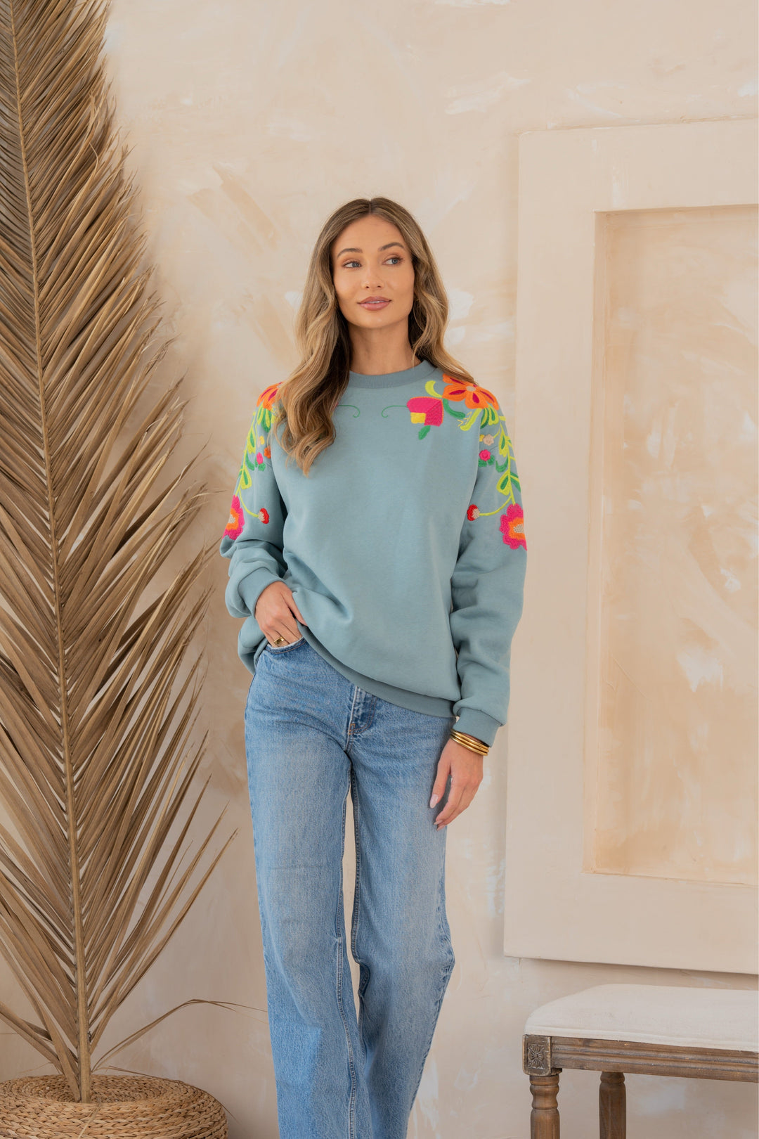 Floral Embroidered Sweatshirt-Womens-Ave Shops-[option4]-[option5]-[option6]-[option7]-[option8]-Shop-Boutique-Clothing-for-Women-Online