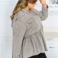 Earl Grey Button Up Long Sleeve Top-Womens-Ave Shops-[option4]-[option5]-[option6]-[option7]-[option8]-Shop-Boutique-Clothing-for-Women-Online