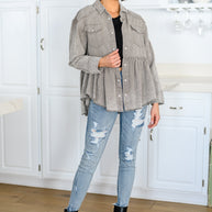 Earl Grey Button Up Long Sleeve Top-Womens-Ave Shops-[option4]-[option5]-[option6]-[option7]-[option8]-Shop-Boutique-Clothing-for-Women-Online