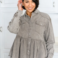 Earl Grey Button Up Long Sleeve Top-Womens-Ave Shops-[option4]-[option5]-[option6]-[option7]-[option8]-Shop-Boutique-Clothing-for-Women-Online