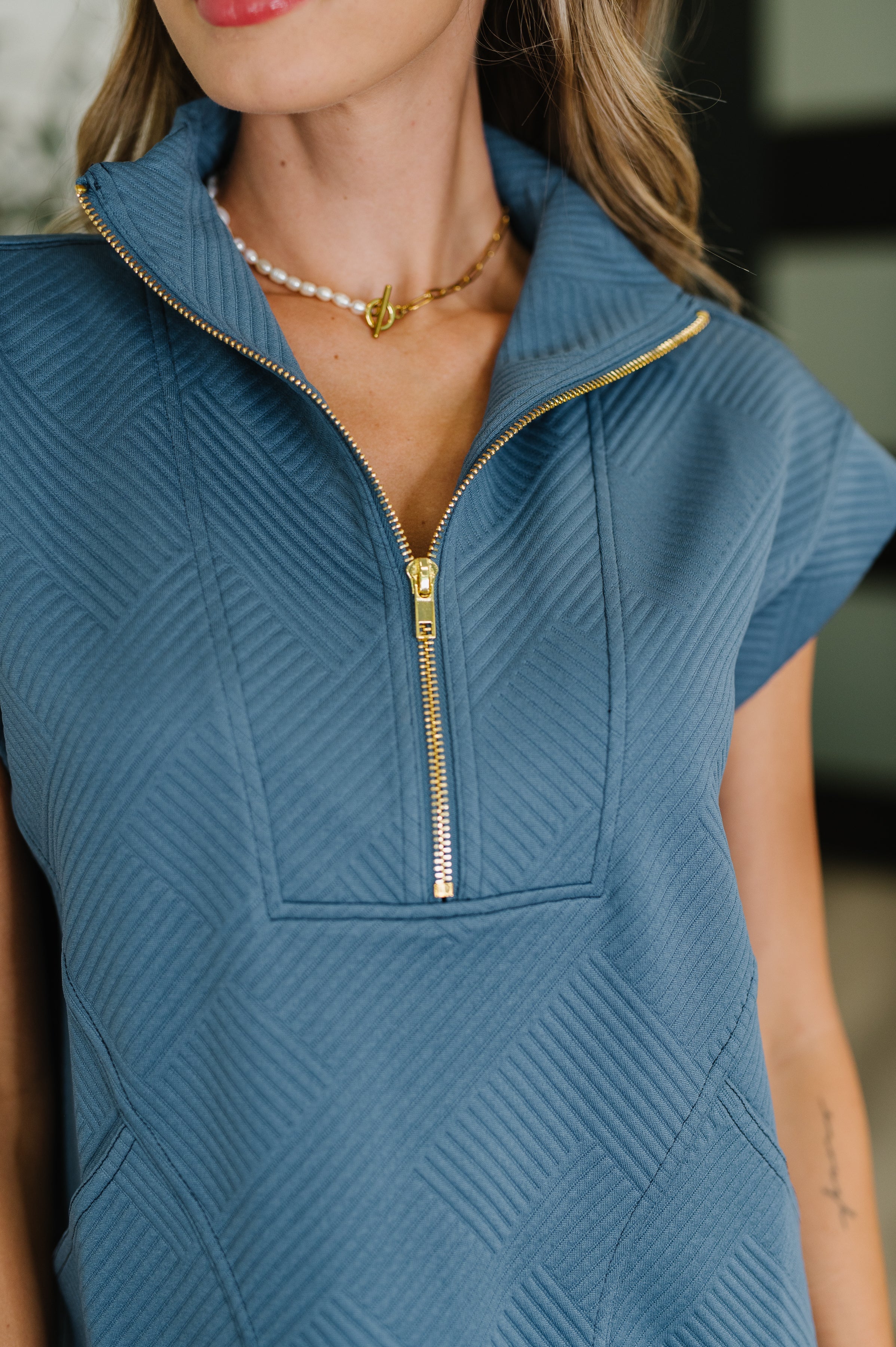 Zenana Easy Hustle High Neck Dress in Dusty Blue-Womens-Ave Shops-[option4]-[option5]-[option6]-[option7]-[option8]-Shop-Boutique-Clothing-for-Women-Online