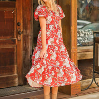 Elizabeth Midi Dress in Rust and Floral-Dresses-Ave Shops-[option4]-[option5]-[option6]-[option7]-[option8]-Shop-Boutique-Clothing-for-Women-Online